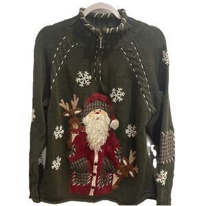 Vintage PBJ Sport Snowman Reindeer Bells Holiday Christmas Sweater Women’s Large